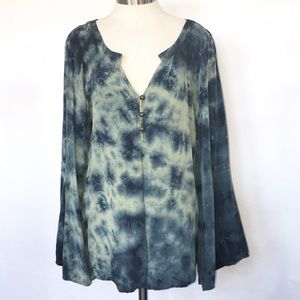 Gypsy 05 Sz XS 100% silk blue tie dye blouse